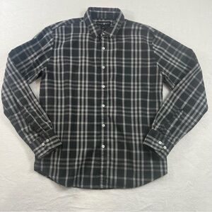 Men's Beverly Hills Polo Club Black and Gray Plaid Shirt size Large